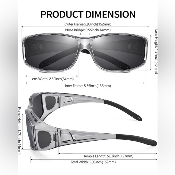 URUMQI Polarized Sunglasses Fit Over Prescription Glasses Unisex - Picture 3 of 15